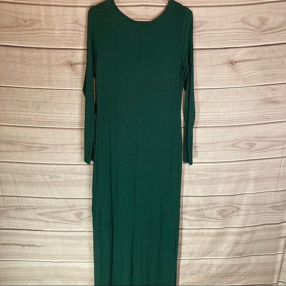 Lulu’s Charmed Life Forest Green Long Sleeve Asymmetrical Maxi Dress - Picture 7 of 11